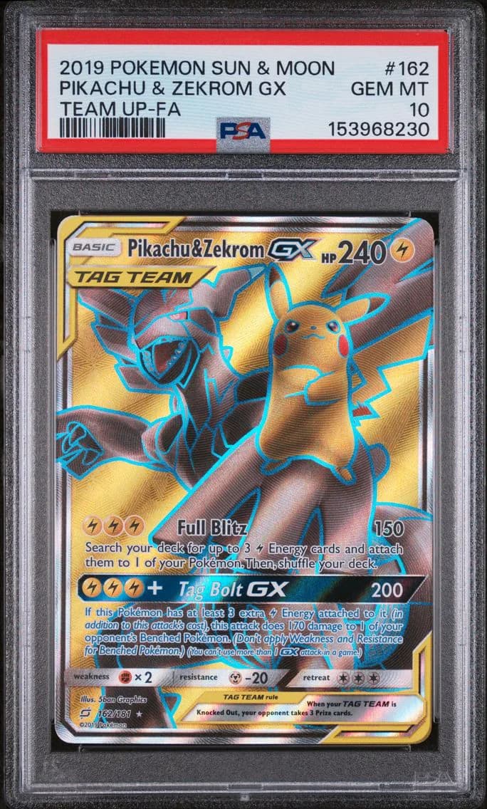 Full Art/Pikachu & Zekrom GX, PSA 10