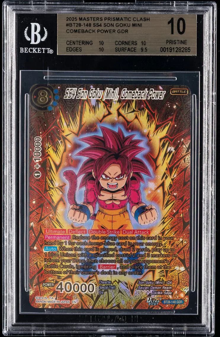 SS4 Son Goku (Mini), Comeback Power GDR BGS 10 Dragon Ball Super Card Game Masters Prismatic Clash, BGS Pristine 10