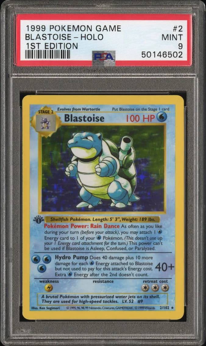 Blastoise-Holo 1st Edition, PSA 9