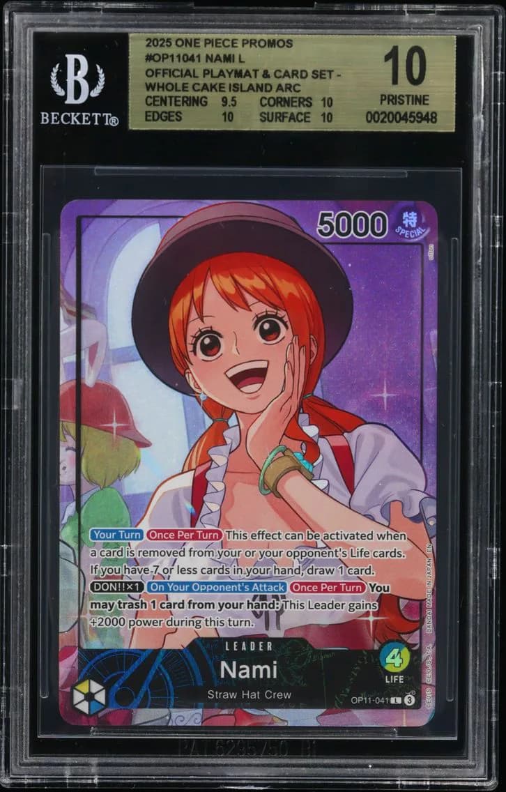 Nami L/(Official Playmat & Card Set -Whole Cake Island Arc-) BGS 10 One Piece Card Game Promos, BGS 10