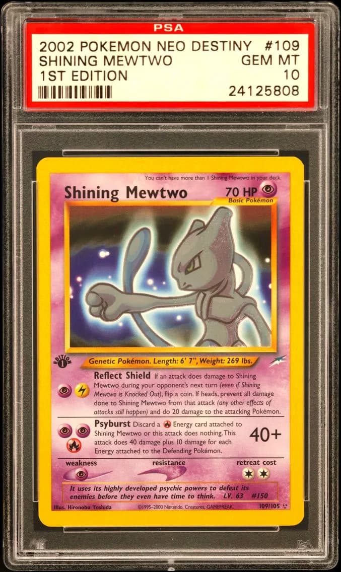 Shining Mewtwo 1st Edition, PSA 10