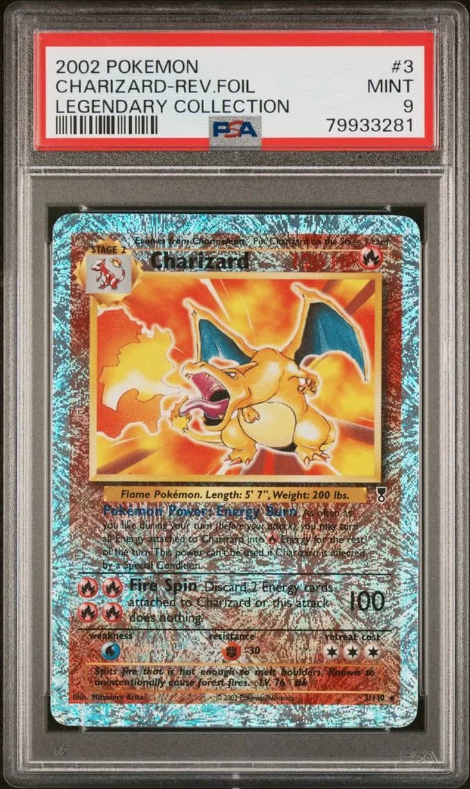 Charizard-Reverse Foil, PSA 9