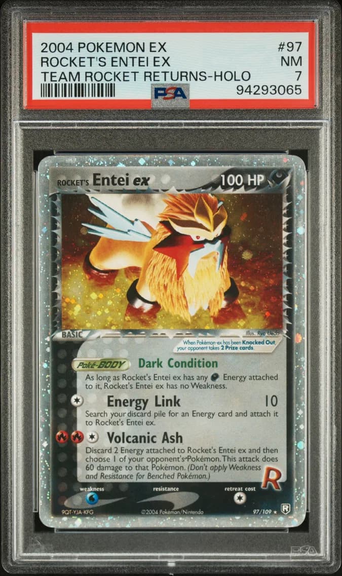 Rocket's Entei EX-Holo, PSA 7