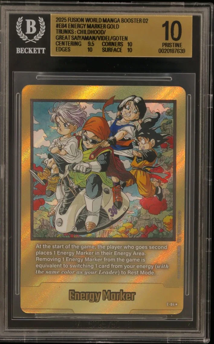 Energy Marker (Trunks : Childhood/Great Saiyaman/Videl/Goten) GOLD BGS 10 Dragon Ball Super Card Game Fusion World Manga Booster 02, BGS 10