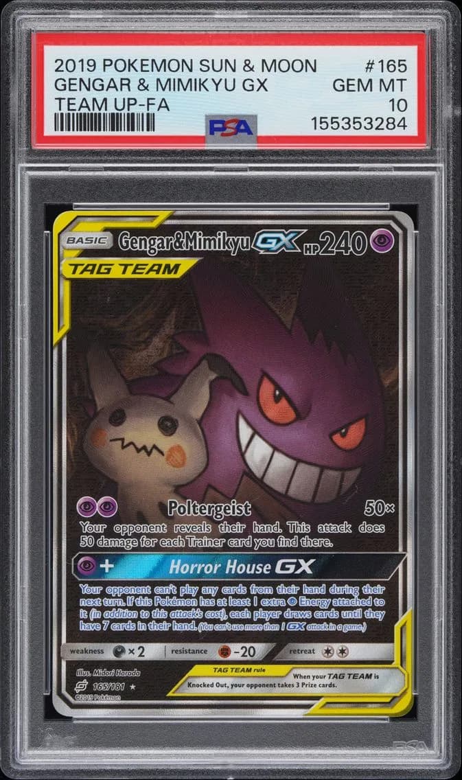 Full Art/Gengar & Mimikyu GX, PSA 10