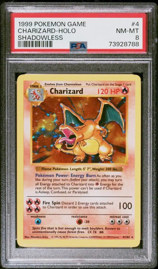 Charizard-Holo Shadowless, PSA 8