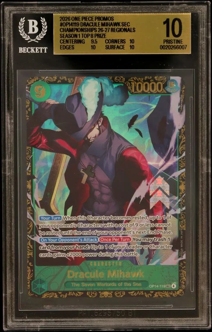 Dracule Mihawk Top 8 BGS 10, BGS Pristine 10