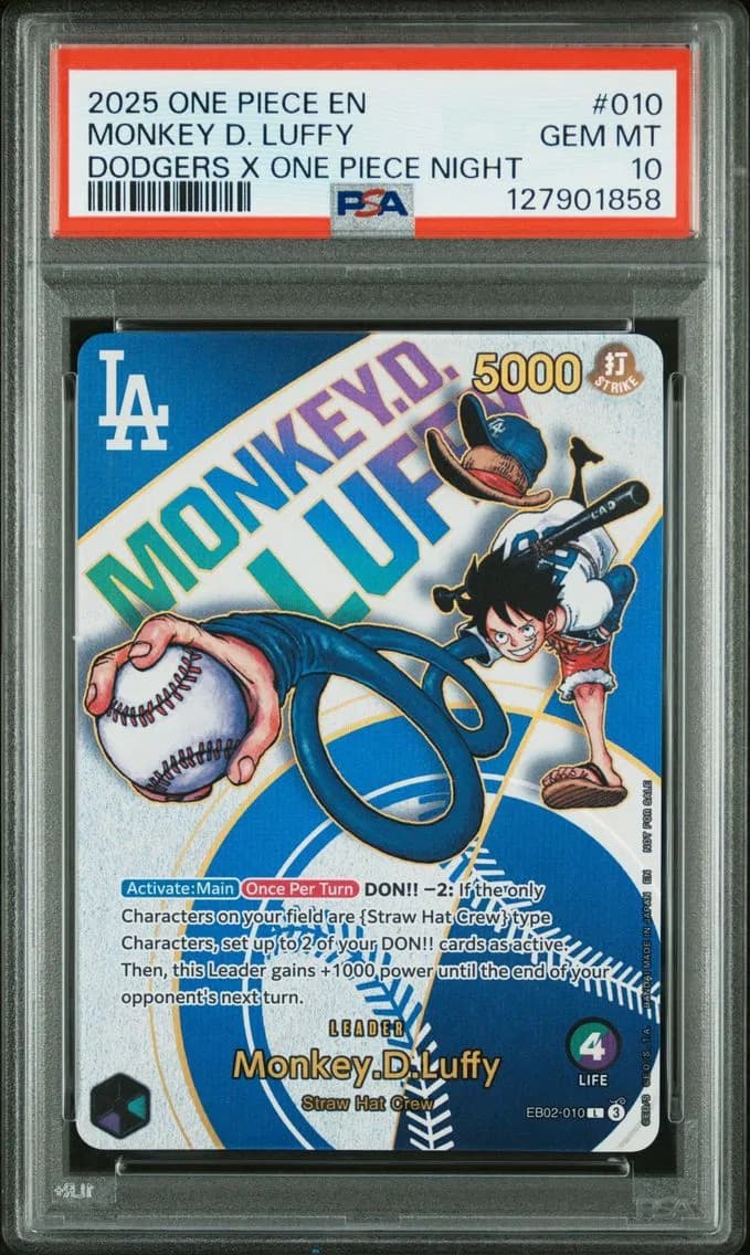 Monkey D. Luffy Dodgers X One Piece Night, PSA 10