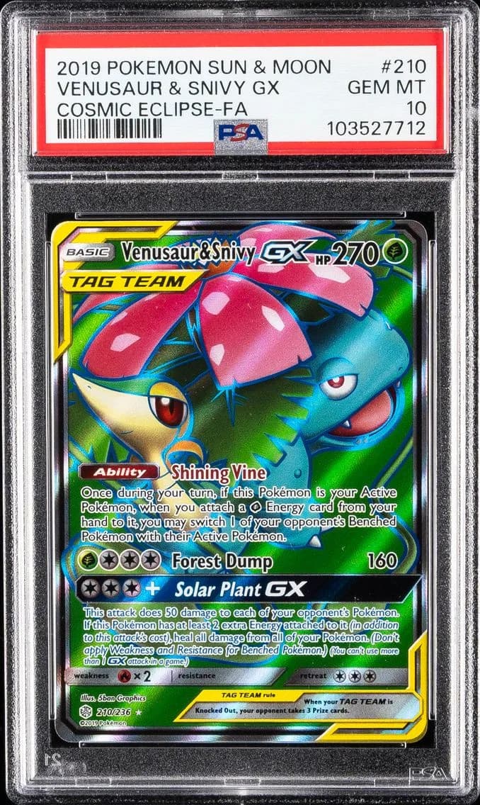 Full Art/Venusaur & Snivy GX, PSA 10
