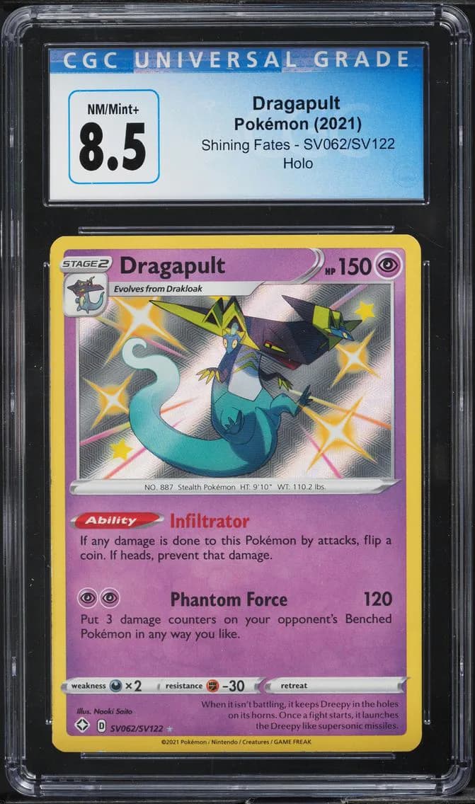 SWSH SHINING FATES SHINY RARE HOLO DRAGAPULT, CGC 8.5