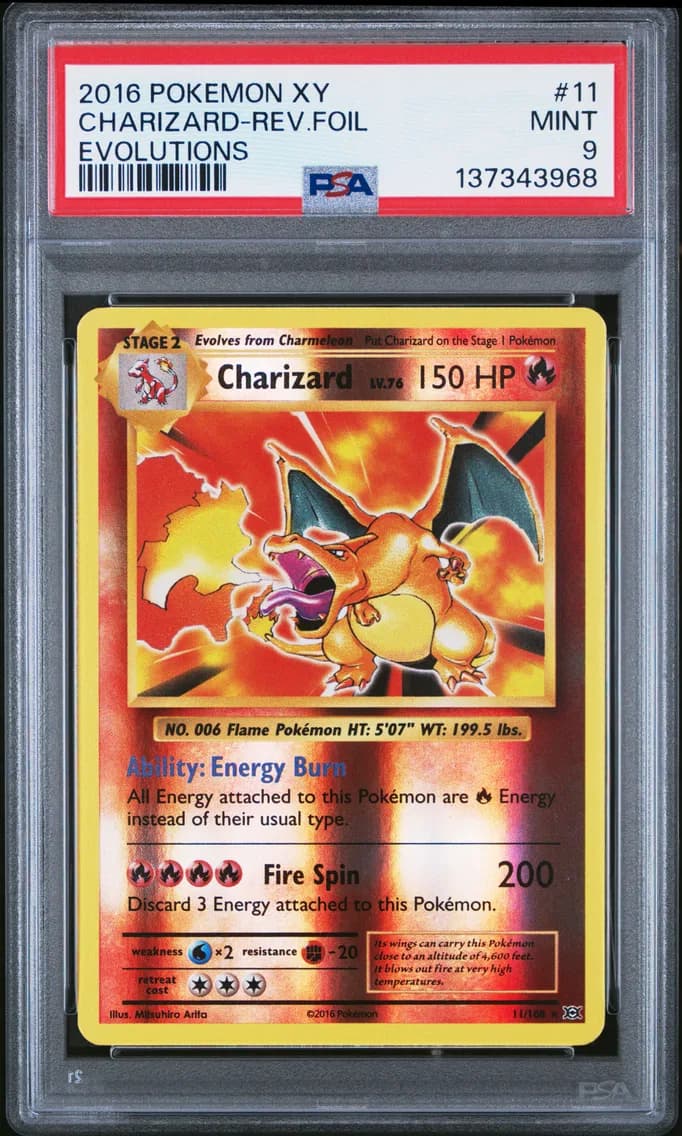 Charizard-Reverse Foil, PSA 9