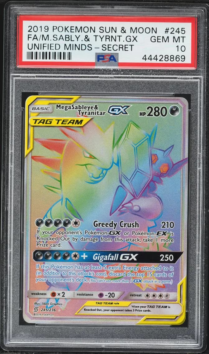 Full Art/Mega Sableye & Tyranitar GX, PSA 10