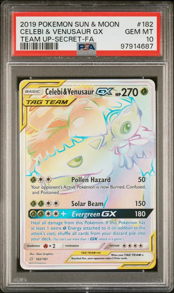Full Art/Celebi & Venusaur GX, PSA 10