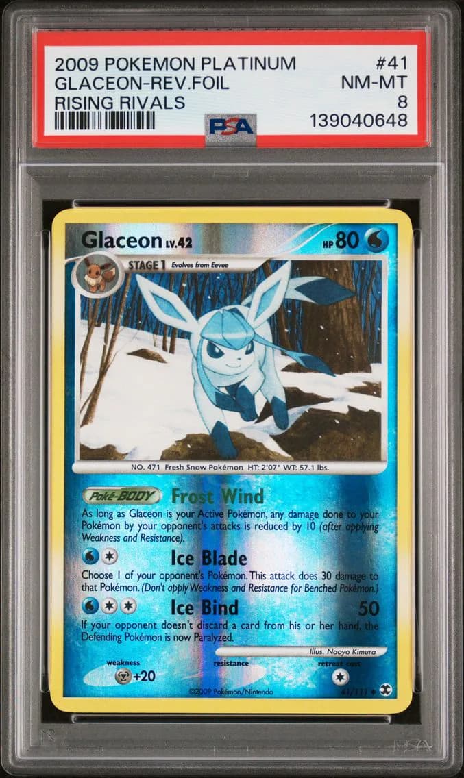Glaceon-Reverse Foil, PSA 8