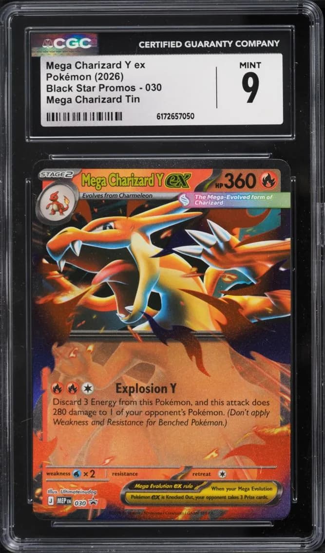 Pokemon Mega Evolution Black Star Promo Tin Mega Charizard Y Ex #30, CGC 9