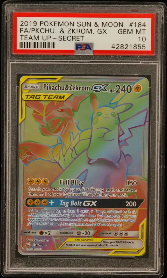 Full Art/Pikachu & Zekrom GX, PSA 10