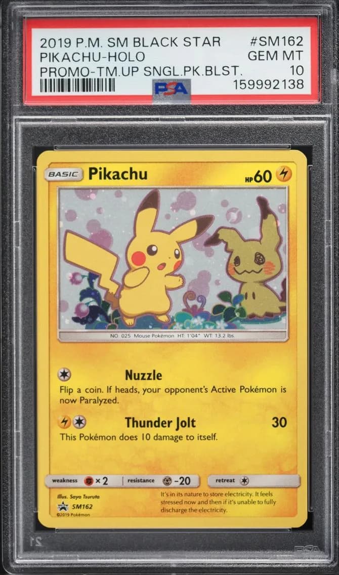 Pokemon Sun & Moon Promo Team Up Holo Pikachu #SM162, PSA 10
