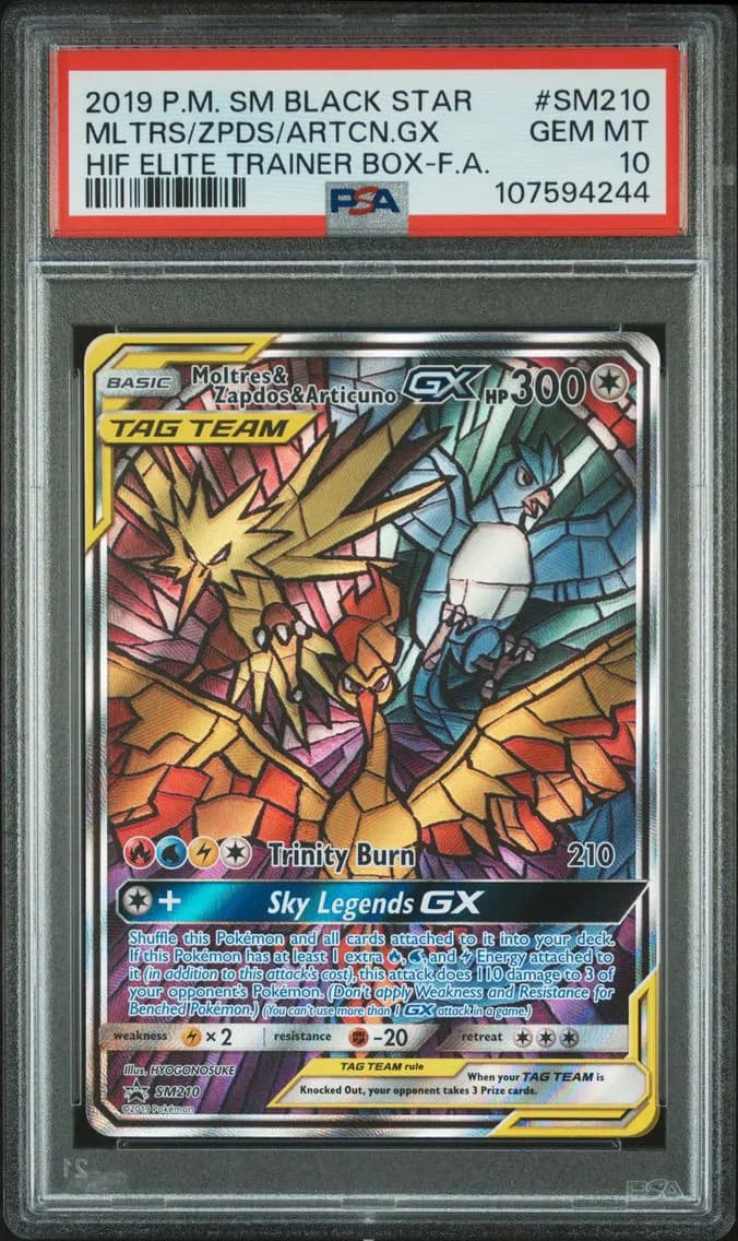 Full Art/Moltres & Zapdos & Articuno GX, PSA 10