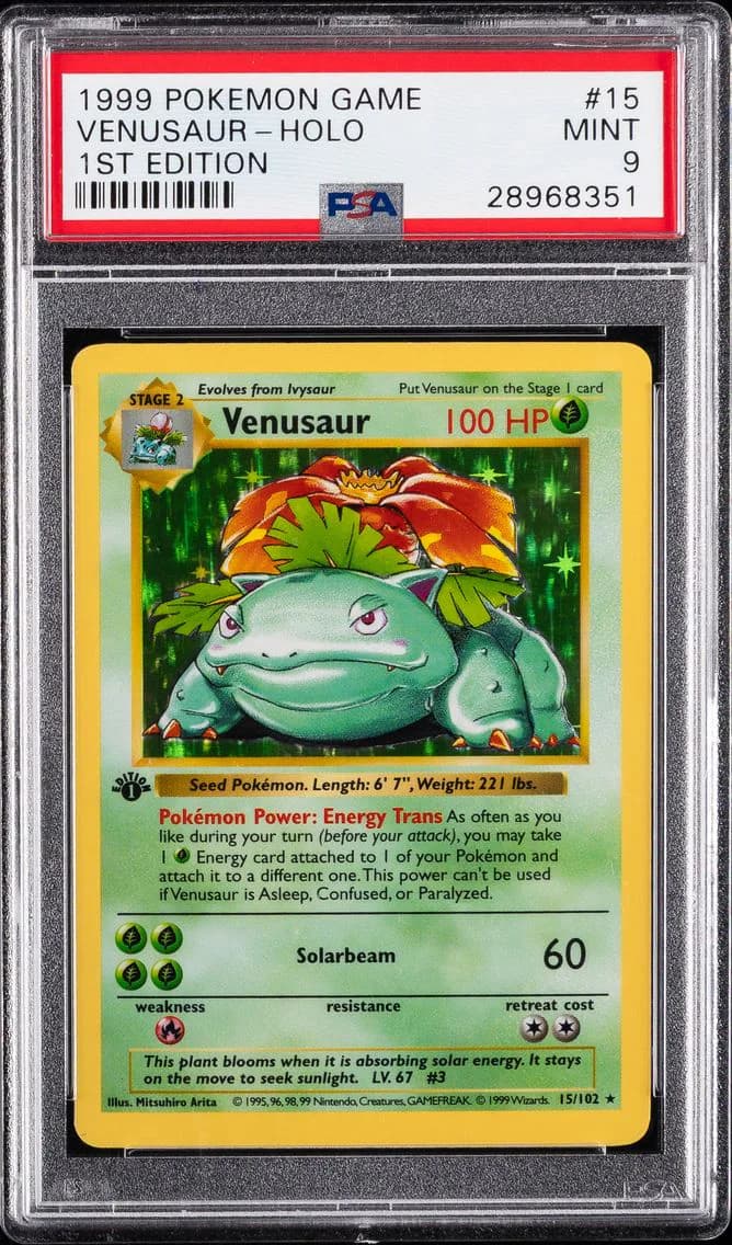 Venusaur-Holo 1st Edition, PSA 9