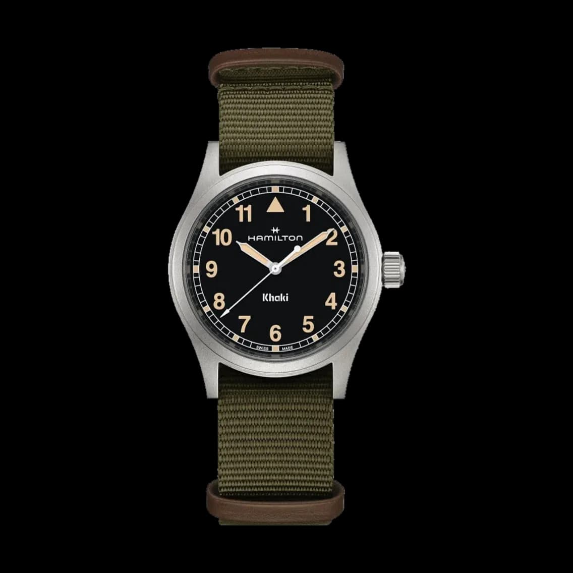 Hamilton Khaki Field Quartz 38mm - Black on One-Piece Textile Strap, TEDDY BALDASSARRE 10