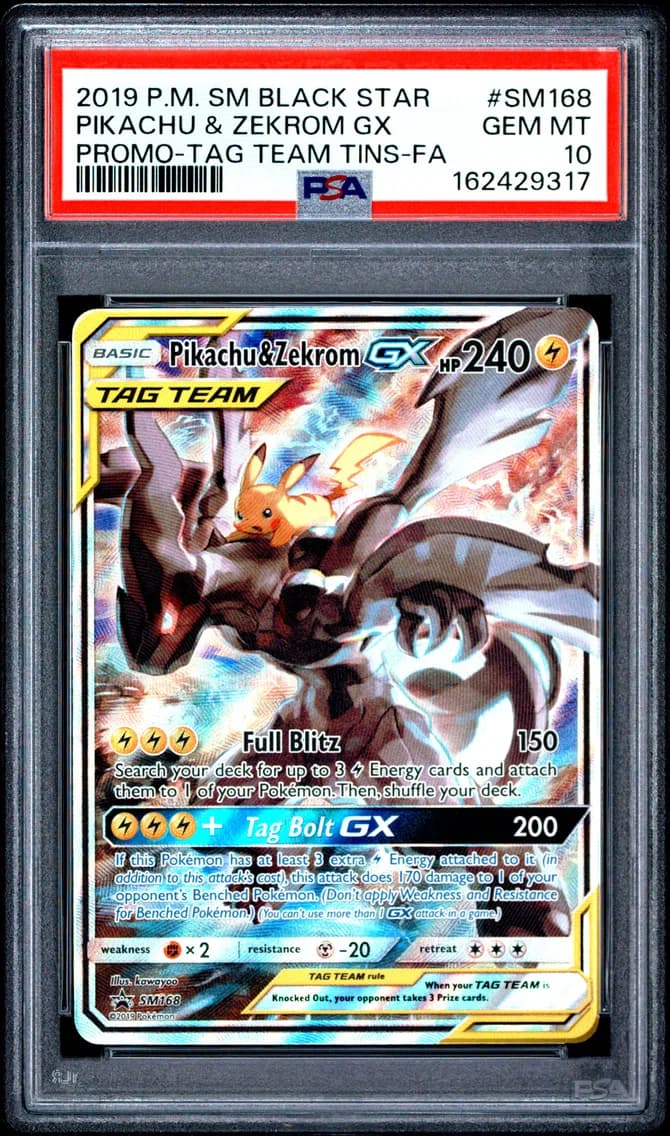 Full Art/Pikachu & Zekrom GX, PSA 10
