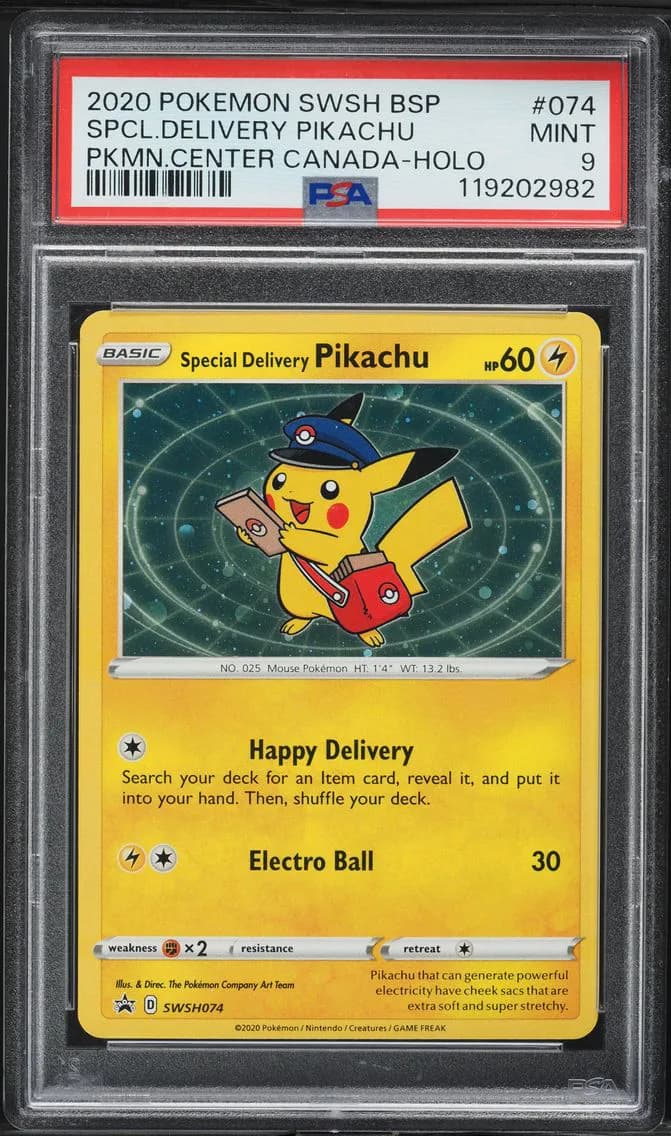 Special Delivery Pikachu-Holo, PSA 9
