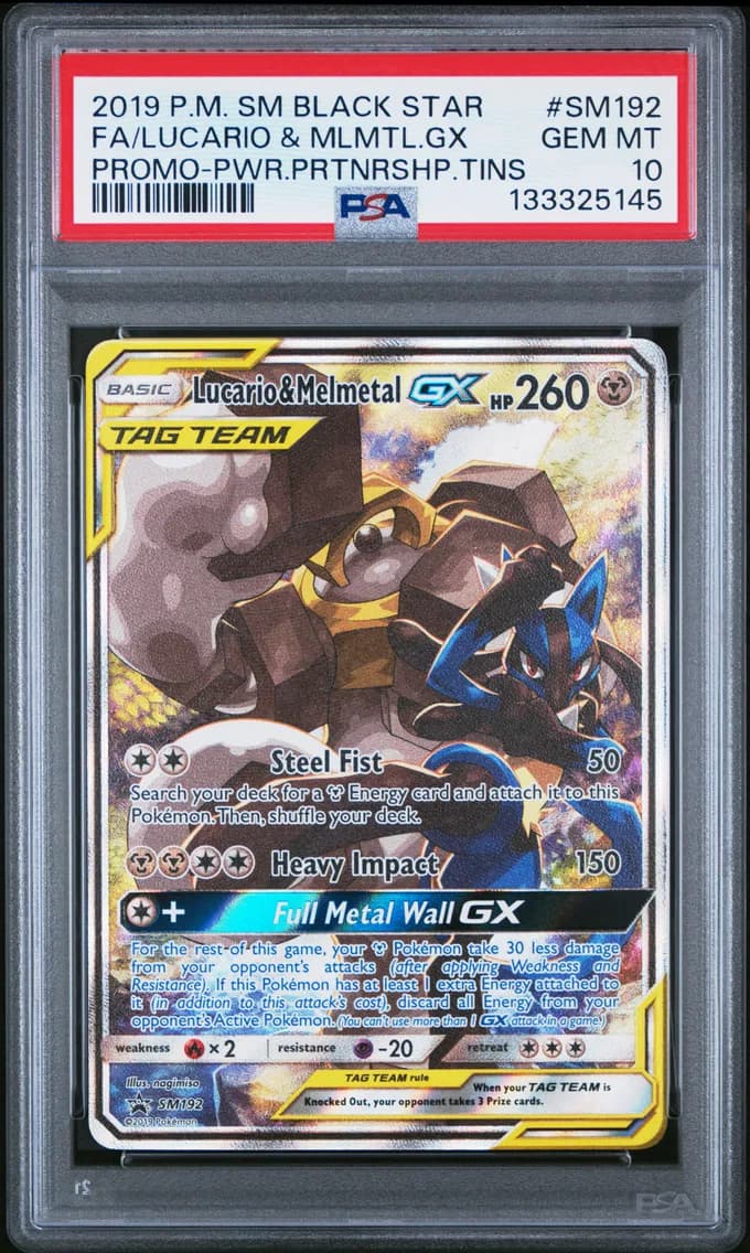 Full Art/Lucario & Melmetal GX, PSA 10