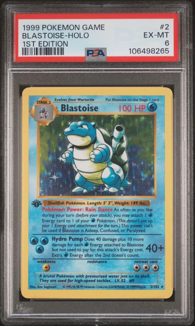 Blastoise-Holo 1st Edition, PSA 6