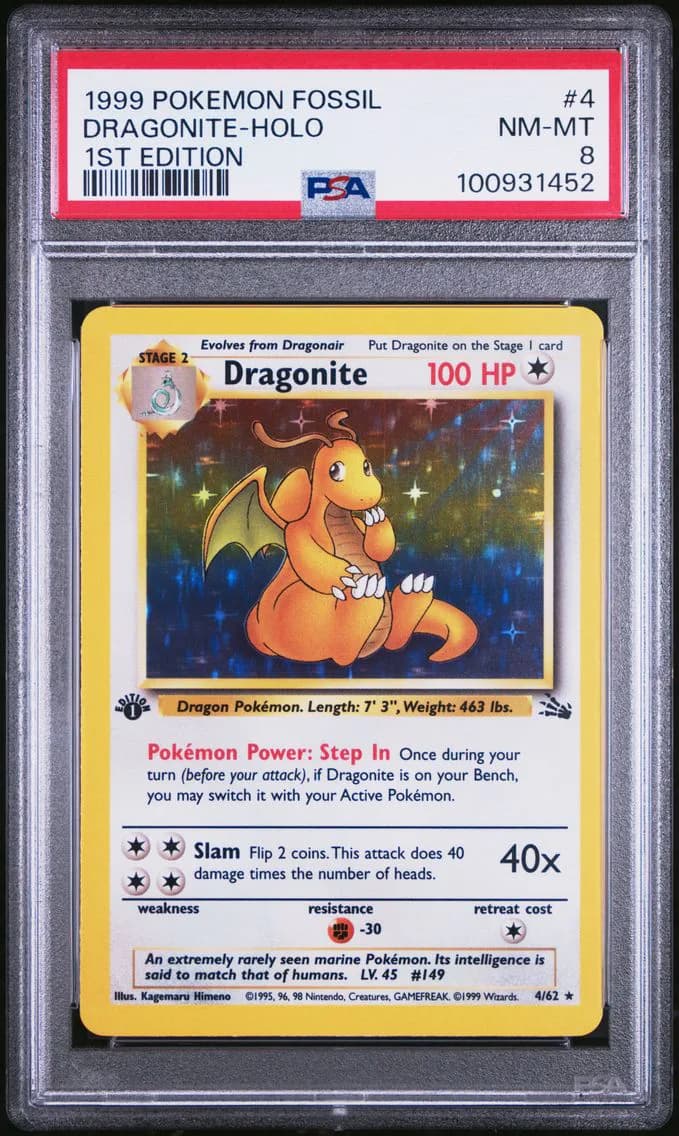 Dragonite-Holo 1st Edition, PSA 8