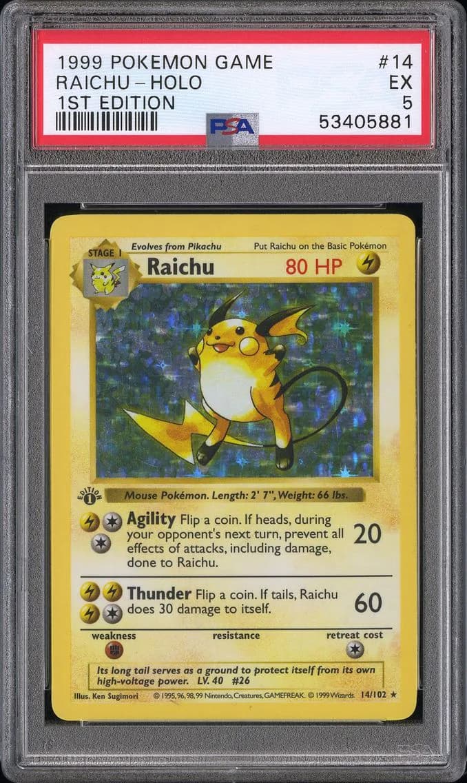 Raichu-Holo 1st Edition, PSA 5