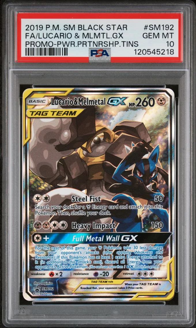 Full Art/Lucario & Melmetal GX, PSA 10