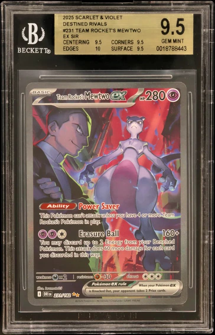 Team Rocket's Mewtwo ex SIR BGS 9.5 TCG Scarlet & Violet Destined Rivals, BGS 9.5
