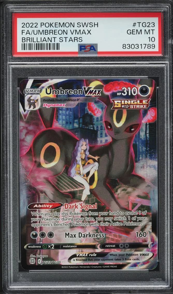 SWORD & SHIELD BRILLIANT STARS UMBREON VMAX, PSA 10