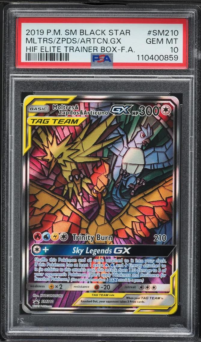 Full Art/Moltres & Zapdos & Articuno GX, PSA 10