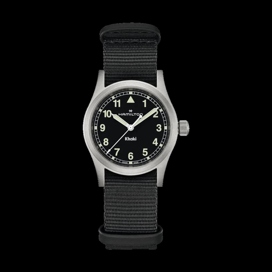 Hamilton Khaki Field Quartz 33mm - Black on One-Piece Textile Strap, TEDDY BALDASSARRE 10