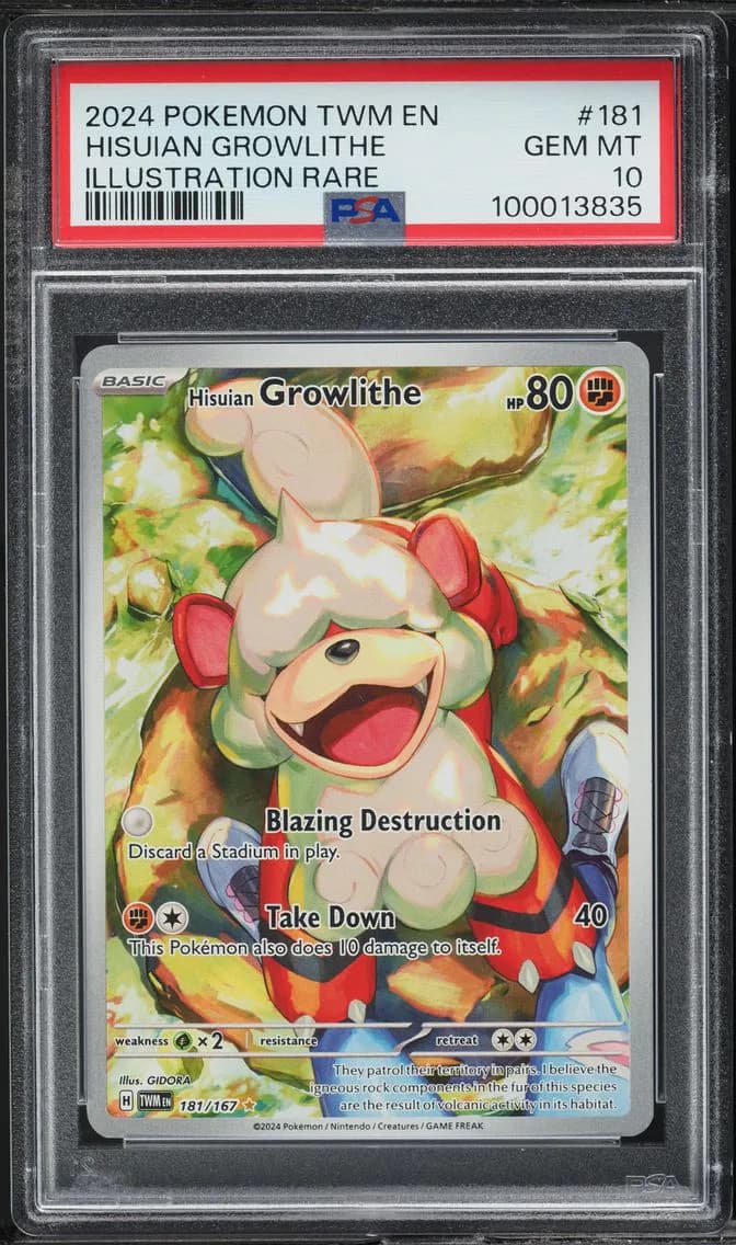 SV TWILIGHT MASQUERADE ART RARE HISUIAN GROWLITHE, PSA 10