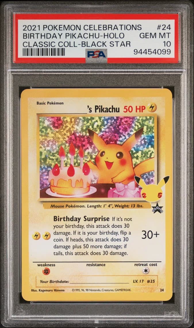 Birthday Pikachu-Holo, PSA 10