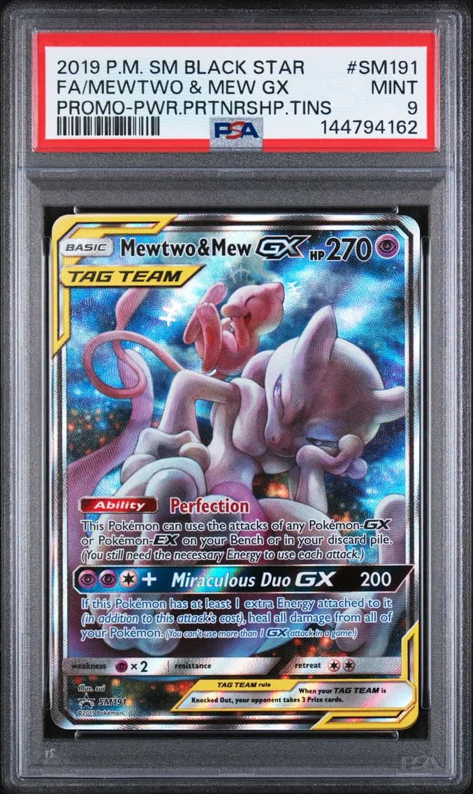 Full Art/Mewtwo & Mew GX, PSA 9