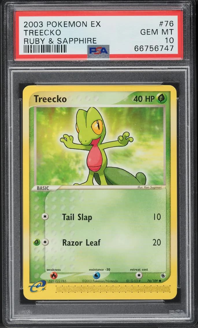 EX RUBY & SAPPHIRE TREECKO, PSA 10