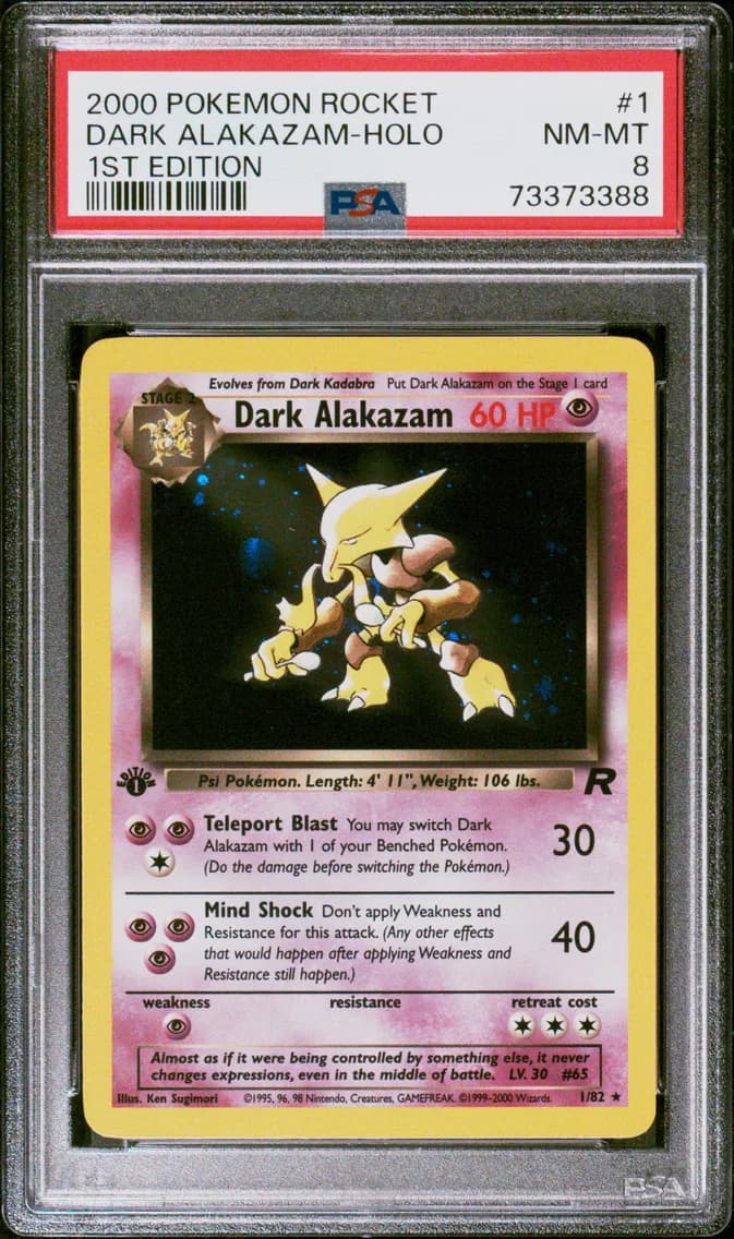 Dark Alakazam-Holo 1st Edition, PSA 8