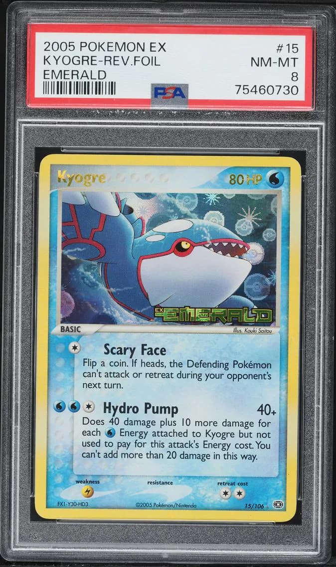 Kyogre-Reverse Foil, PSA 8