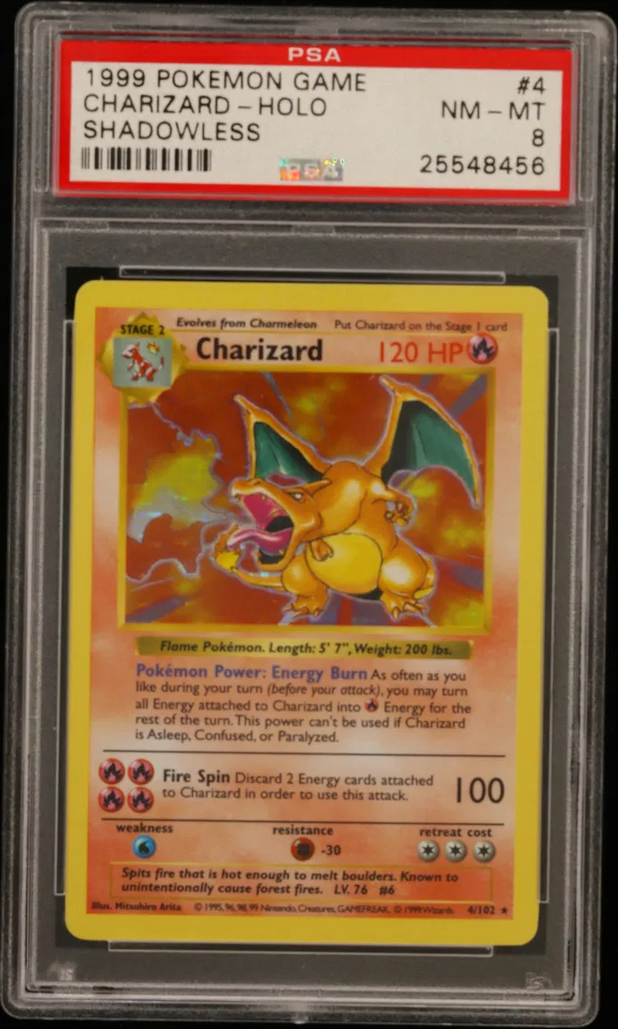 Charizard-Holo Shadowless, PSA 8