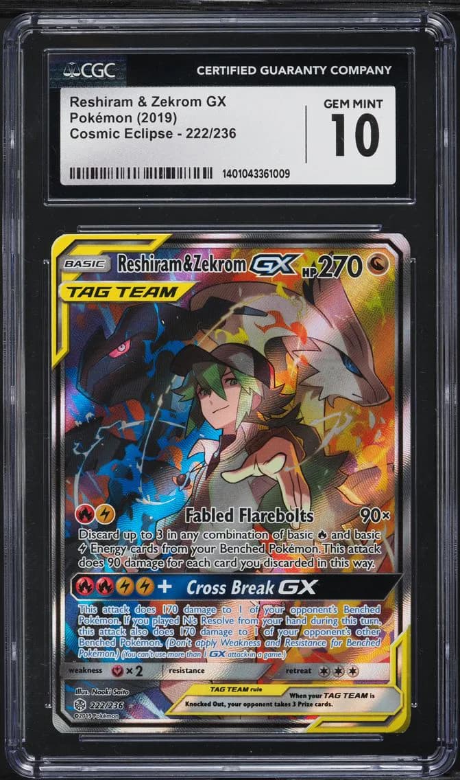 Full Art/Reshiram & Zekrom GX, CGC 10
