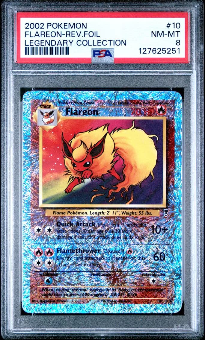 Flareon-Reverse Foil, PSA 8