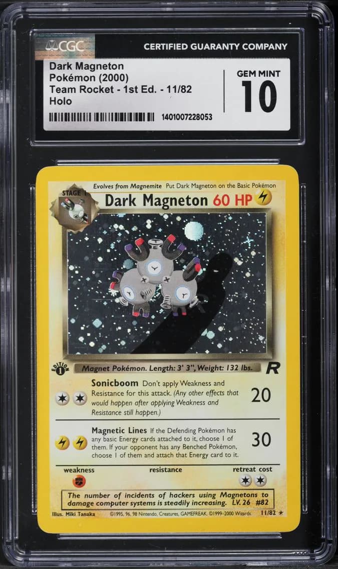 TEAM ROCKET 1ST EDITION HOLO DARK MAGNETON, CGC 10