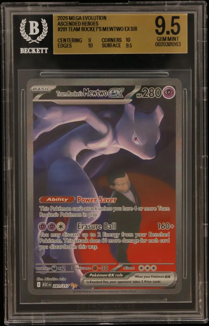 Team Rocket's Mewtwo ex SIR BGS 9.5 TCG Mega Evolution Ascended Heroes, BGS 9.5