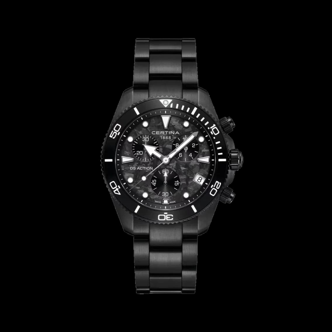Certina DS Action Quartz Chrono Black PVD 42mm - Black on Bracelet, TEDDY BALDASSARRE 10