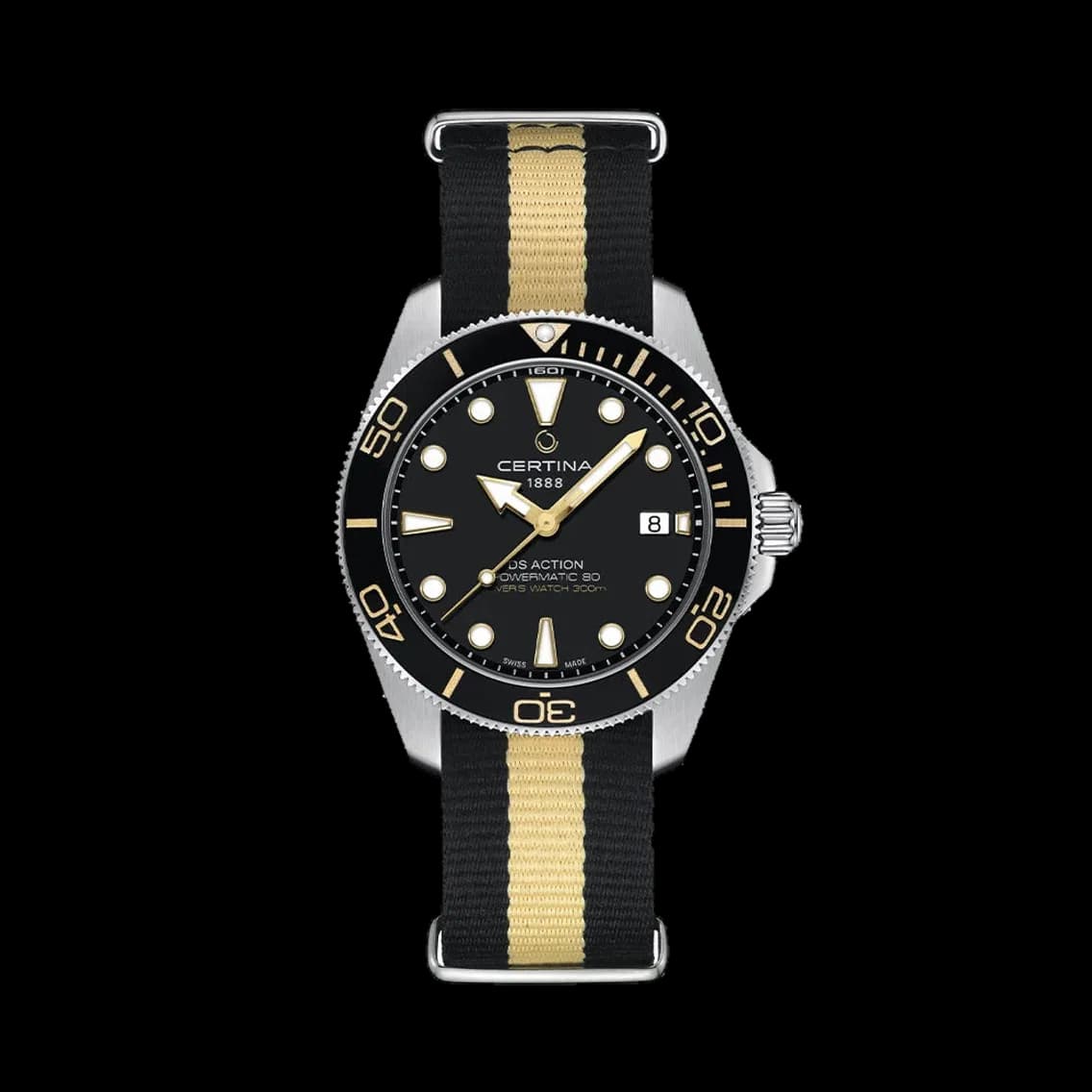Certina DS Action Diver "New DS Concept Extreme Shock Resistance" 40.5mm - Black on One-Piece Textile Strap, TEDDY BALDASSARRE 10