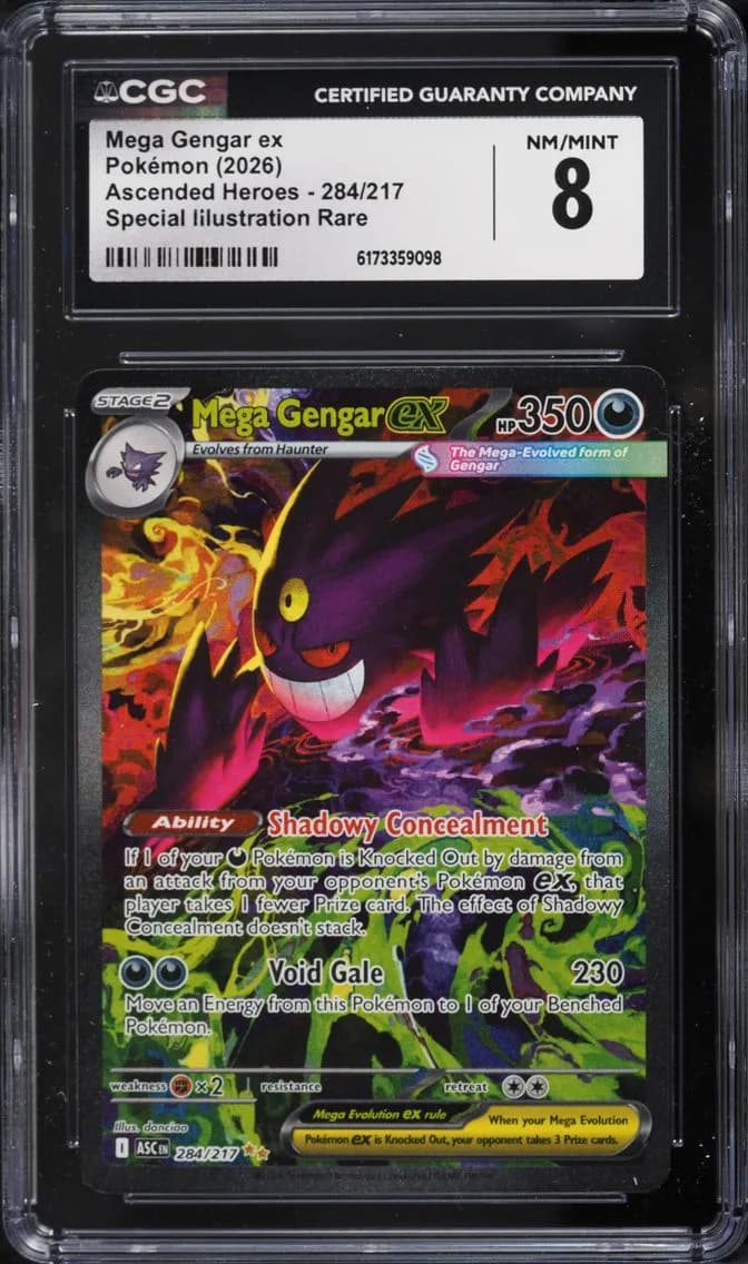 Pokemon Mega Evolution Ascended Heroes SIR Mega Gengar EX #284, CGC 8