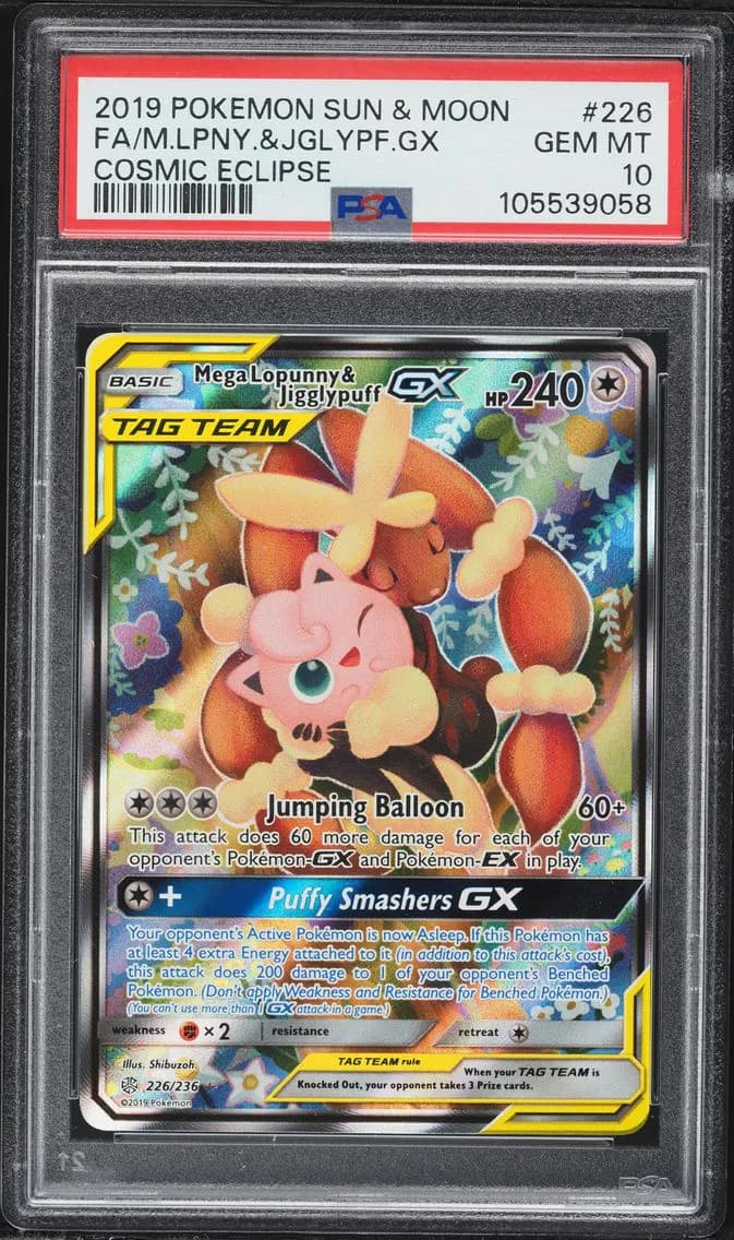 Full Art/Mega Lopunny & Jigglypuff GX, PSA 10